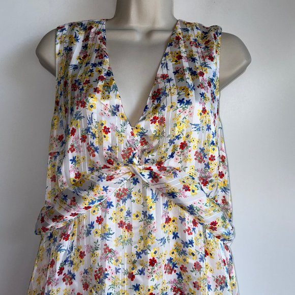 NWT Banana Republic‎ Double Ruffle Floral Sleeveless Dress Size 14P - Picture 3 of 8